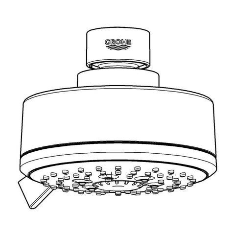 Cosmopolitan 100 Shower Head With Four Sprays Rain O2 Rain Massage And Jet 2.5 GPM Starlight Chrome Finish Dream Spray line drawing