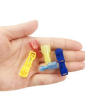 Hand holding T Tap Wire Connectors Kit 60 Pieces 30 Pairs Self Stripping Plug And Play Ready Quick Wire Splice Taps