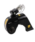 Heavy Duty Hydraulic Torque Wrench With Square Drive Pump Tool, precision ratchet spanner for tight spots, durable black metal design.