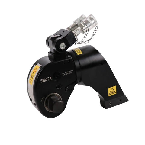 Heavy Duty Hydraulic Torque Wrench With Square Drive Pump Tool, precision ratchet spanner for tight spots, durable black metal design.