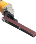 Killer Mini Angle Grinder Belt Sander Conversion Kit Sick Adapter For Model 100 with sanding belt attached.