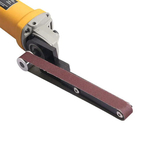 Killer Mini Angle Grinder Belt Sander Conversion Kit Sick Adapter For Model 100 with sanding belt attached.