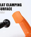 Beefy 2 Inch C Clamp Heavy Duty Steel Clamp for Woodworking Welding and Building with Rust Resistant Body and Anti Slip Screw for a Rock Solid Grip on Wood Metal Shelves Benches and All DIY Projects flat clamping surface close-up