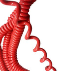 Straight Up Heavy Duty Stretch Coiled Extension Cord With Hella Tough Polyurethane Jacket And Flexible Spring Design that shows red coiled cable.