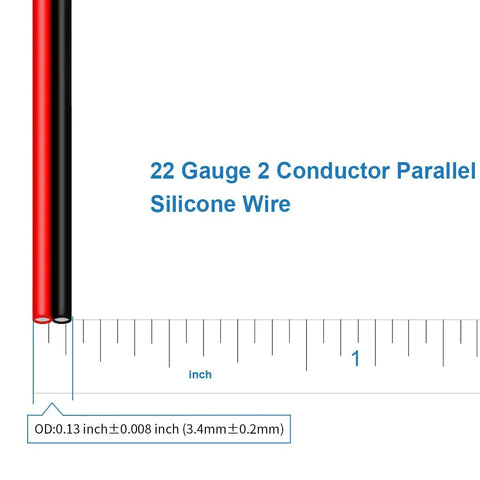 22 Gauge Flexible Two Conductor Parallel Silicone Wire Spool Red And Black High Temperature 200 C 600V For LED Strip