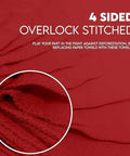 Close-up of Red Cotton Shop Towels Pack Of 150 14 By 12 Inches Reusable Cleaning Rags, showing 4-sided overlock stitching.