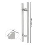 Double Sided 23.43 Inch Stainless Steel Barn Door Handle Bar Pull For Sliding Glass Shower And Entry Doors With A Grippy Ergonomic Back To Back Grip And Simple Push Pull Action For High Traffic Spaces, front view with 23.43-inch length