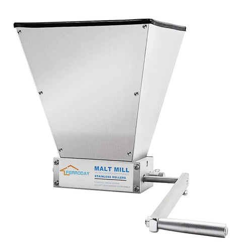 Two Roller Malt Mill For Homebrew Stainless Steel Grain Crusher With Adjustable Gap Manual Hand Crank Malted Barley Grinder Durable Anti Corrosion Construction For Consistent Grind And Fresh Mash Every Brew