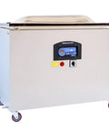 Built Tough Chamber Vacuum Sealer With Dual 19 5 Inch Bars And One 37 Inch Rail on wheels for commercial kitchens.