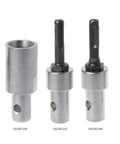 2 Round Pit Drill Bit Adapter For Electric Drill Converts To Earth Auger With 2 Slots Steel Construction Durable Quick Change Tool displayed