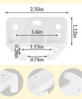 Four Pack White Plastic Drawer Slide Brackets With Complete Hardware For Silky Smooth Gliding Easy Peasy Installation Heavy Duty Furniture Repair And Cabinet Track Replacement System measuring 2.35 by 1.12 inches.