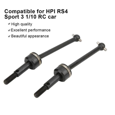 Front And Rear Beefed Up Metal Drive Shafts Upgrade For HPI RS4 Sport 3 1 To 10 RC Car showing shafts on white background