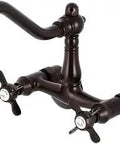 Essex Kitchen Faucet In Oil Rubbed Bronze Solid Brass Build With Drip Free Ceramic Disc 1.8 GPM Flow Adjustable Wall Mount