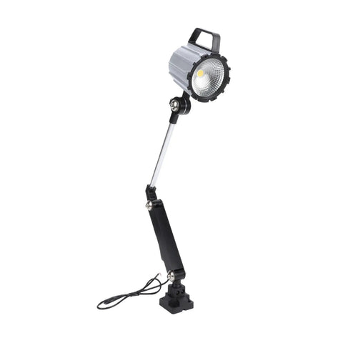 Built Tough 24W Wood Lathe Lamp Cutting Through Dark Shadows With Crisp Flicker Free Led Light And A 360 Swivel Head On A Flexible Gooseneck Arm For Cnc Mills And Workshops, showcased with adjustable arm.