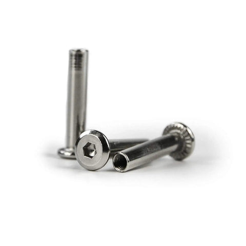 10 Pack Inline Skate Replacement Axles and Screws, 6mm Shaft Diameter, 42mm Length, 4mm Hex, Silver Tone Metal for Roller Blades
