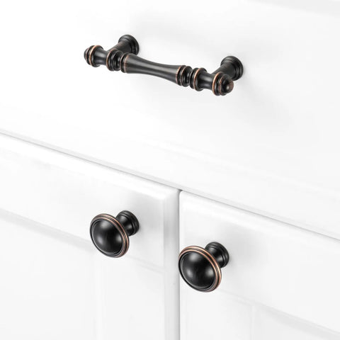 Premium 10 Pack 3 Inch Center To Center Oil Rubbed Bronze Cabinet Pulls Featuring Smooth Rounded Grip For Kickass Kitchen Drawer Handles And Reliable Closet Hardware on white cabinetry.