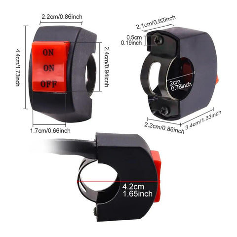 Universal Seven Eighths Inch Motorcycle Handlebar Switch 12V Three Position On Off High Low Beam Fog Light Spotlight Controller Ride Ready For Motorbike ATV Dirt Bike And Scooter
