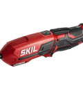 Pivot Grip 4V Rechargeable Cordless Screwdriver With 9 Bits, Bit Holder, And USB Charger for Quick DIY Fixes, red handle view