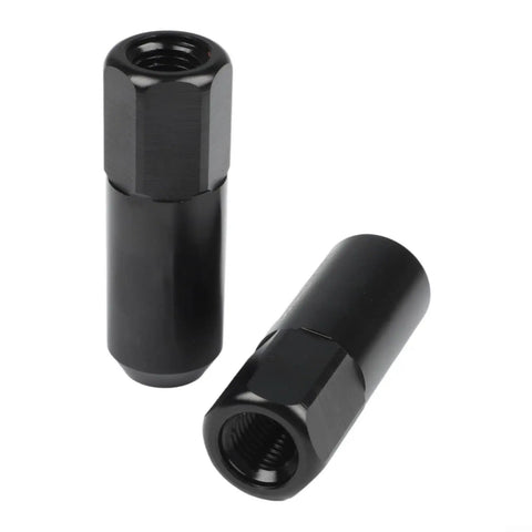 Sleek Black Aluminum Wheel Lug Nuts M12x1.5 Forged Bolt Kit 60 Degree Seat Perfect To Lighten Ride And Spice Up Your Cars Trucks SUVs For Better Handling And Cool Style Vibes Every Day, two-piece set