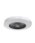 Remote LED Ceiling Fan With Light Kit 40W Dimmable, modern flush mount, reversible, 7 invisible blades, close-up of fixture