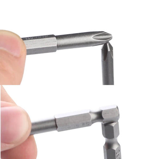 aiyun 2-inch slotted and Phillips screwdriver bits with 1/4 hex shank, magnetic S2 steel (two bits shown)