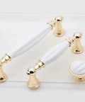 Six Pack Ceramic Cabinet Knob Handles With 22mm Screws, Drawer Pulls For Kitchen Cupboard Wardrobe Dresser Doors, Gold Zinc Alloy Modern Hardware