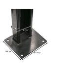 Heavy Duty Four Post Car Lift With Matching Sliding Jacks Black Powder Coated Steel Garage Auto Hoist System base dimensions and structure.
