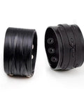 Two Piece Punk Leather Cuff Bracelet Set Vintage Wristband For Men And Women adjustable black leather design