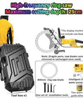 Premium Heavy Duty Electric Concrete Circular Saw Delivering Water Fed Dust Suppression And High Speed Ring Blade For Knockout Granite Cuts And Wall Chasing Projects With Durable Carry Case shown with tool box and accessories.