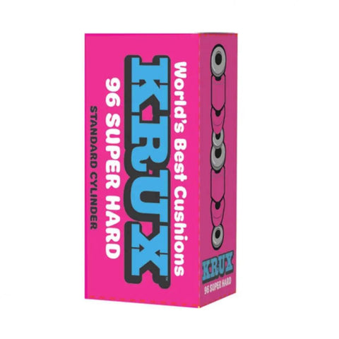 Skateboard Truck Bushings Set Worlds Best Cushions Ultra Hard 96A Standard Cylinder Shape packaging in pink.