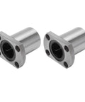 Two flange linear bearings, front view, steel bodies with four-bolt flanges