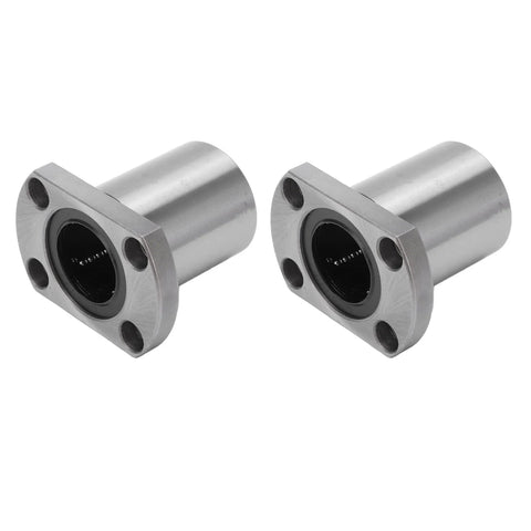 Two flange linear bearings, front view, steel bodies with four-bolt flanges