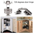 Knockout DTC 135 Degree Corner Cabinet Hinge Replacement For Bifold Doors, 35mm cup, shown with cabinet storage.