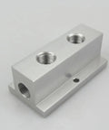 Heavy Duty Aluminum Pneumatic Air Manifold Block Splitter One Quarter Inch BSPP Female T Shape 2 Way 4 Port Up To 8 Way Port Configurations Pro Grade DIY Shop Ready, shown in close-up with visible ports.