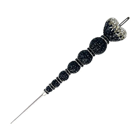 Red Crystal Rhinestone Cake Decorating Scriber Tool Sugar Craft Poking Needle For Fondant with a heart-shaped handle.