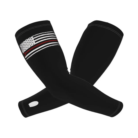 Premium Cooling Arm Sleeves With UV Protection And Ice Silk Fabric For Auto Mechanics And Workshop Crew Usa Flag Design in black.
