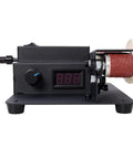 2-In-1 Mini Belt Sander And Rotary Tool Station, 350W Bench Grinder showing a digital display and sanding drum, ideal for crafts.