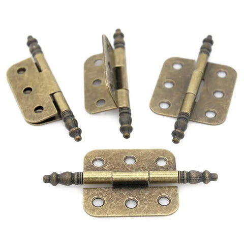 Eight Piece Vintage Antique Brass Flap Hinges With Lengthened Axis For Wooden Boxes Jewelry Cases Cabinets And Cupboards