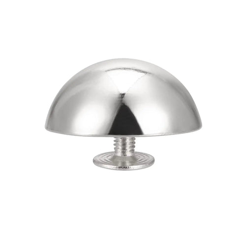 Dope Silver Zinc Alloy Screw Back Rivets Made To Level Up Your Leather Gear Custom Patches And Upholstery Makeovers Featuring A Sharp Round Top Cap Design For Quick Hookup 10 Pack close-up of silver rivet with round cap and screw base.
