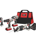 Top Shelf 20V Max Cordless Drill Driver And Impact Driver Four Tool Combo Kit with tools, charger, and bag for home repairs.