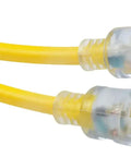 Beefy Heavy Duty 50 Foot Extension Cord 10 Gauge 3 Conductor Outdoor Power Cable With Lighted End In Bright Yellow