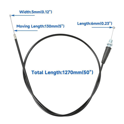 Throttle Cable For Predator 212cc 200cc 196cc Mini Bike Engines And Coleman CT200U MB165 MB200 with measurements shown