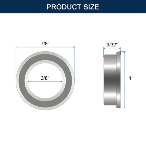 HiPicco FR6ZZ flanged ball bearing, chrome steel, double shielded, ID 3/8 in, OD 7/8 in, width 9/32 in (4 pcs)