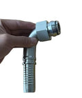Hand holding Tough H Bend Compression Hydraulic Fittings 45 Grade Steel M10 To M42 Metric Leak Proof Pipe Connectors Built For Factories Handles High Pressure Loads Without Blowing Out A Seal Good Stuff Guaranteed Gear Works Hard No Failures Ever with hose
