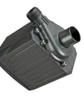 Side angle of a black 1200 GPH Magnetic Drive Utility Pump For Ponds Quiet Durable Black Outdoor Water Pump with threaded nozzle.
