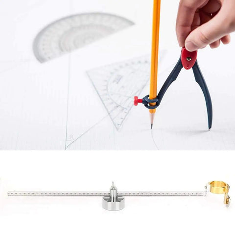 Magnetic Plasma Cutter Guide And Mount adjustable height tool, six magnets, pro grade durability, on technical drawing background.
