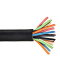18/12 SOOW Portable Cable 600V Black 150 ft Heavy Duty Electrical Cable for Job Sites Insulated 0.030 in 12 Conductors 3.5 Amp Ideal For Construction And Industrial Projects On The Go Built For Tough Onsite Use black jacket with 12 colored conductors
