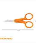 Premier No 5 Micro Tip Orange Handled Fabric Scissors With Double Loop Handle for detailed crafting and fabric cutting.