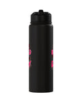 Black Women’s Water Bottle For Mud Run Stainless Steel Double Wall Insulated Leak Proof BPA Free Dishwasher Safe