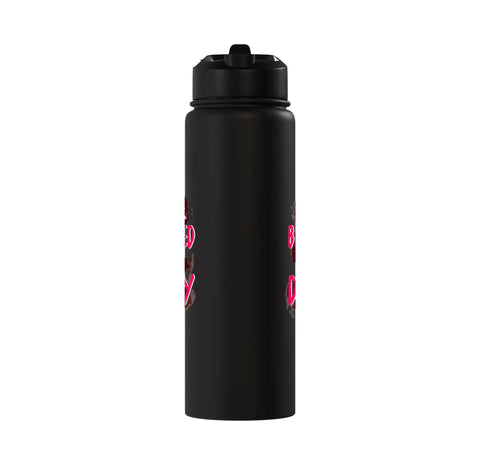 Black Women’s Water Bottle For Mud Run Stainless Steel Double Wall Insulated Leak Proof BPA Free Dishwasher Safe